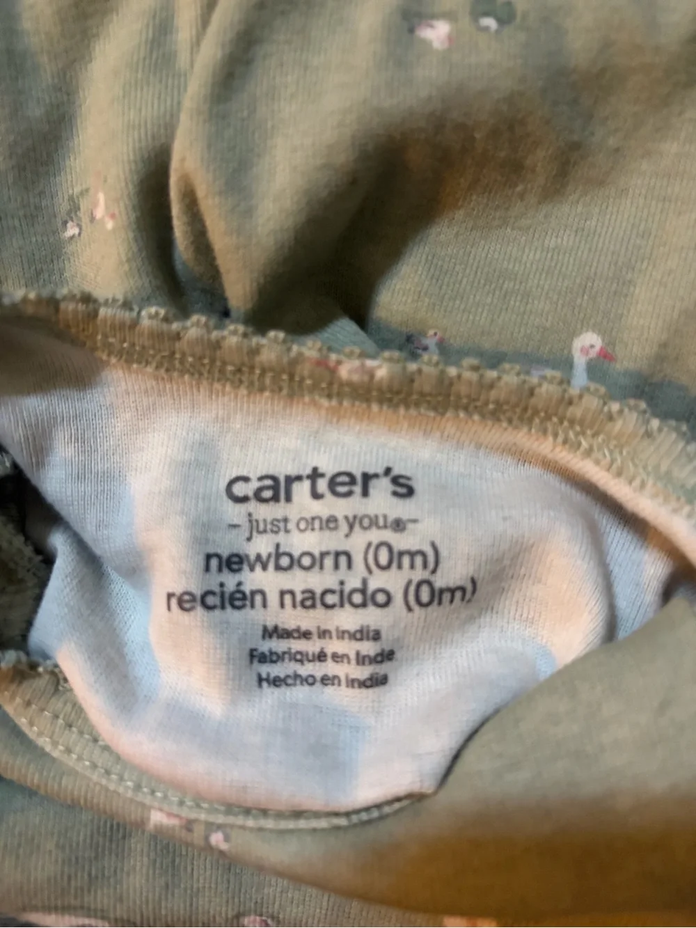 Carter's Sage Green Baby One-Piece Bodysuit with Swan Print
